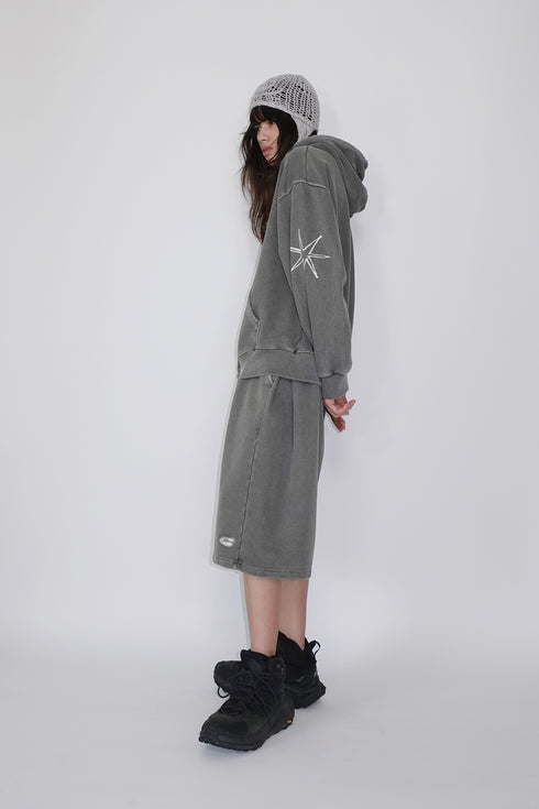Mayte × Cycle ECHO STAR WASHED HALF PANTS -GRAY-